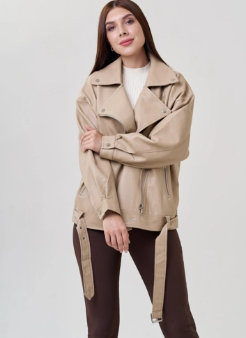 Женская куртка оверсайз из эко кожи