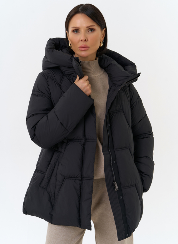 Женский пуховик с поясом