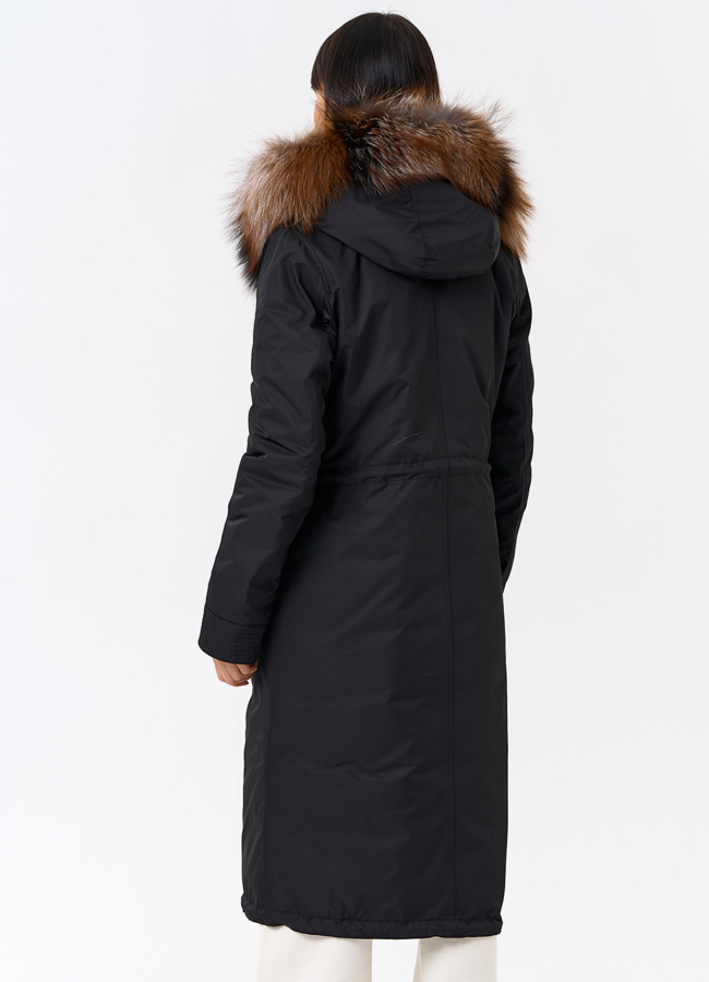 Женская парка с капюшоном из меха чернобурой лисы модель № 31992 в рассрочку