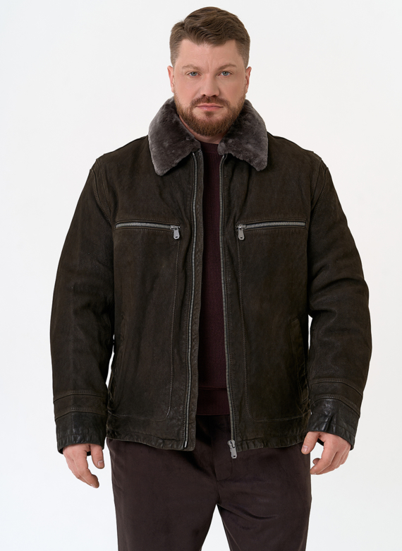Куртка из натуральной кожи с отделкой из овчины