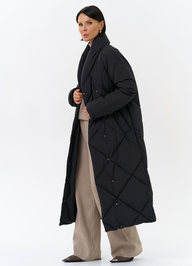 Женский пуховик с воротником шаль модель № 31740 универмаг малина