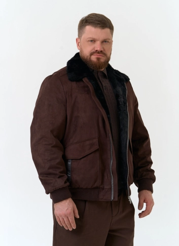 Мужская утепленная куртка из эко замши фото