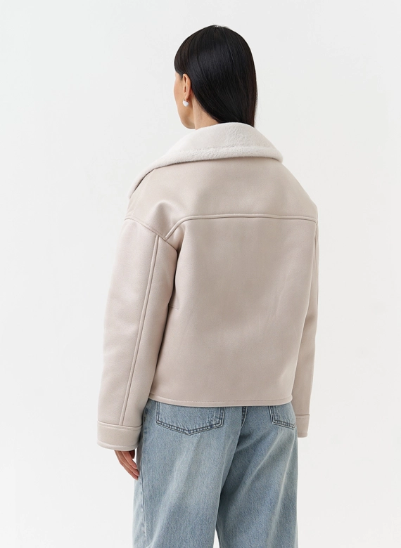 Короткая дубленка из эко замши