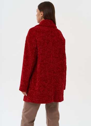 Яркое двубортное пальто с английским воротником