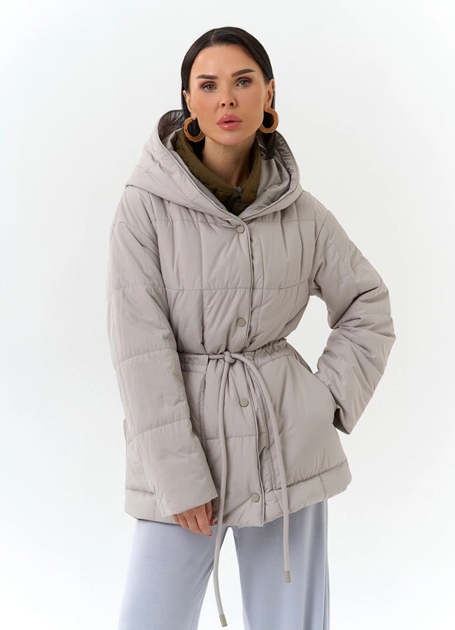 Женская куртка с контрастным воротником модель № 32564 меха малина