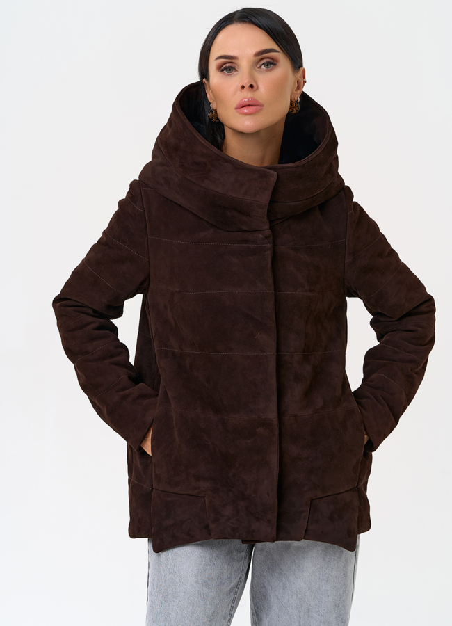 Куртка с капюшоном из натуральной замши модель № 31364 универмаг малина