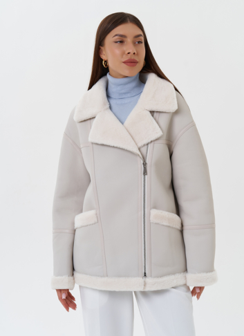 Женская эко дубленка с эко мехом