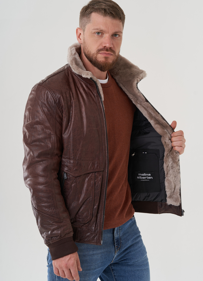 Мужская куртка из натуральной кожи  модель № 82312 универмаг малина