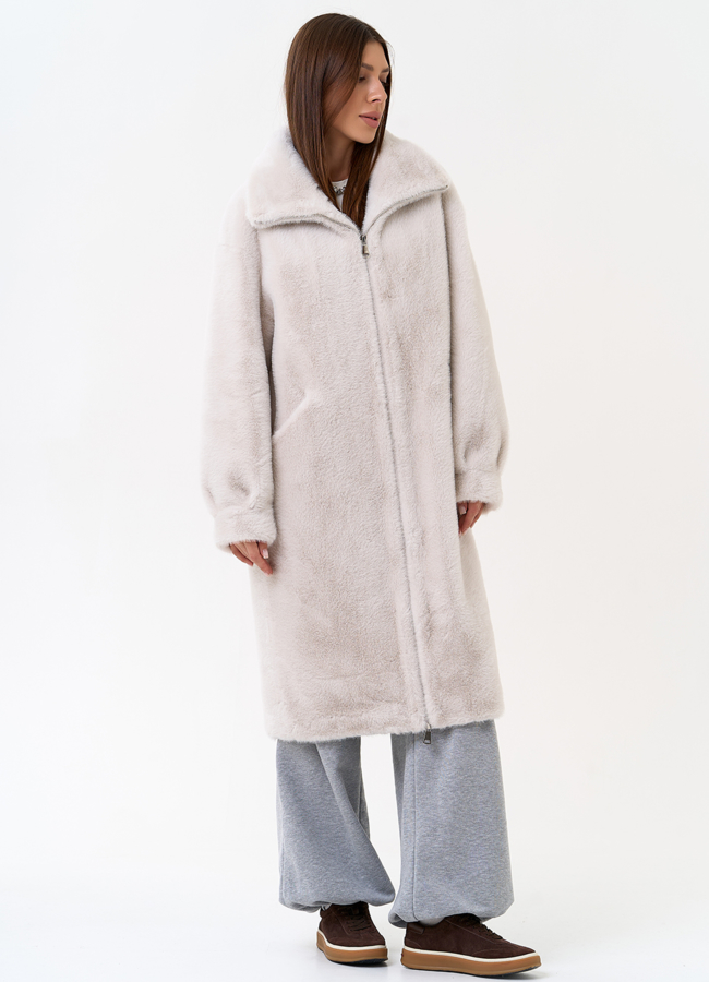 Женская шуба из эко меха с воротником стойкой модель № 31271 в кредит