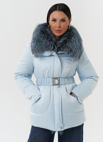 Пуховик с мехом чернобурки