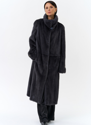 Норковая шуба с воротником стойка 