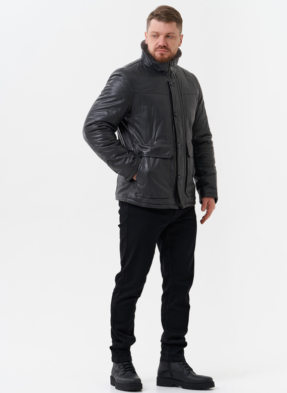 Куртка из натуральной кожи с отделкой из мутона