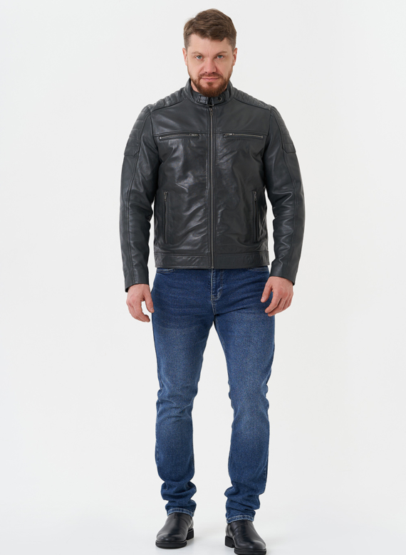 Мужская "мото" куртка из натуральной кожи