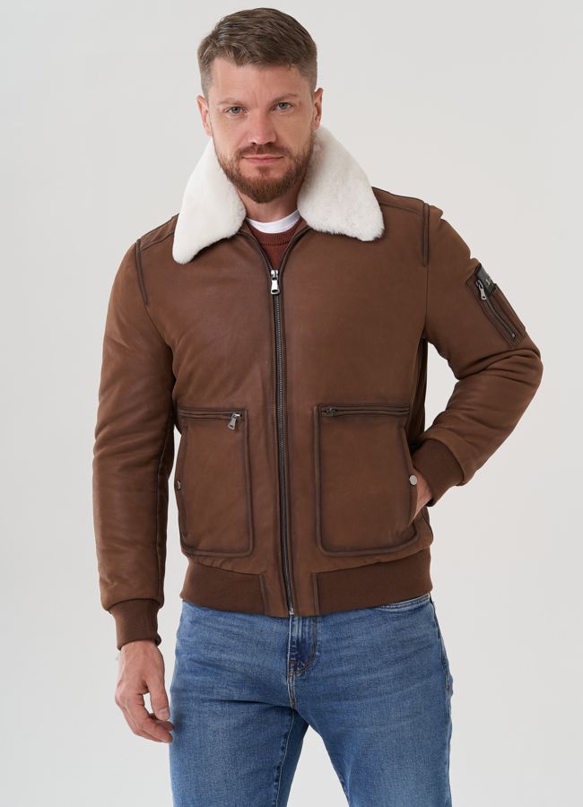 фото Мужская куртка из натуральной кожи  модель № 82298