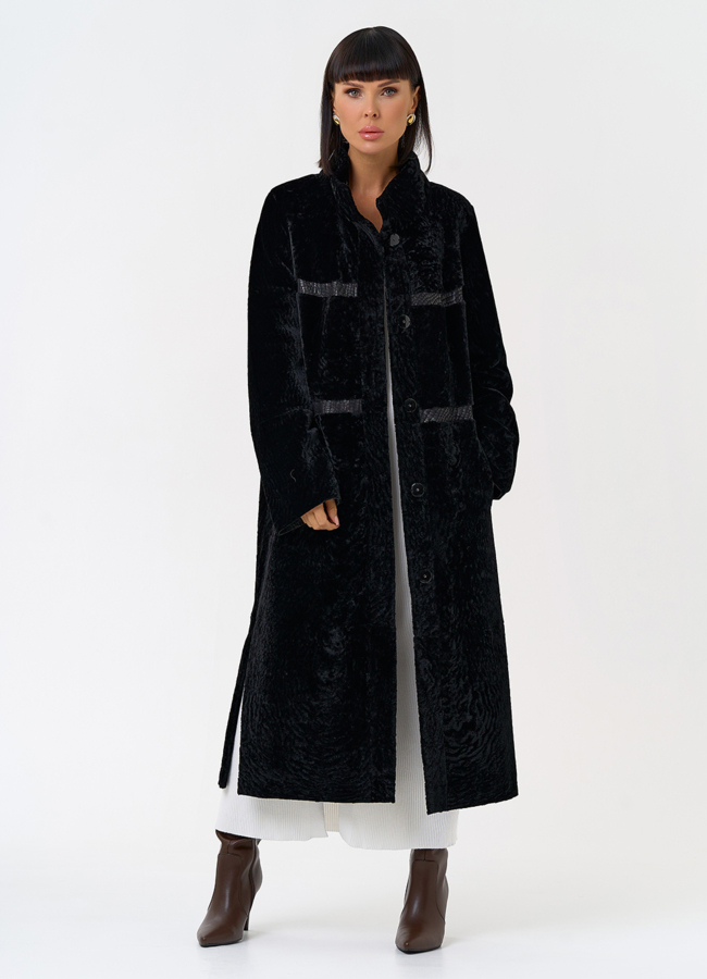 Женская двухсторонняя дубленка черного цвета модель № 31476 универмаг малина