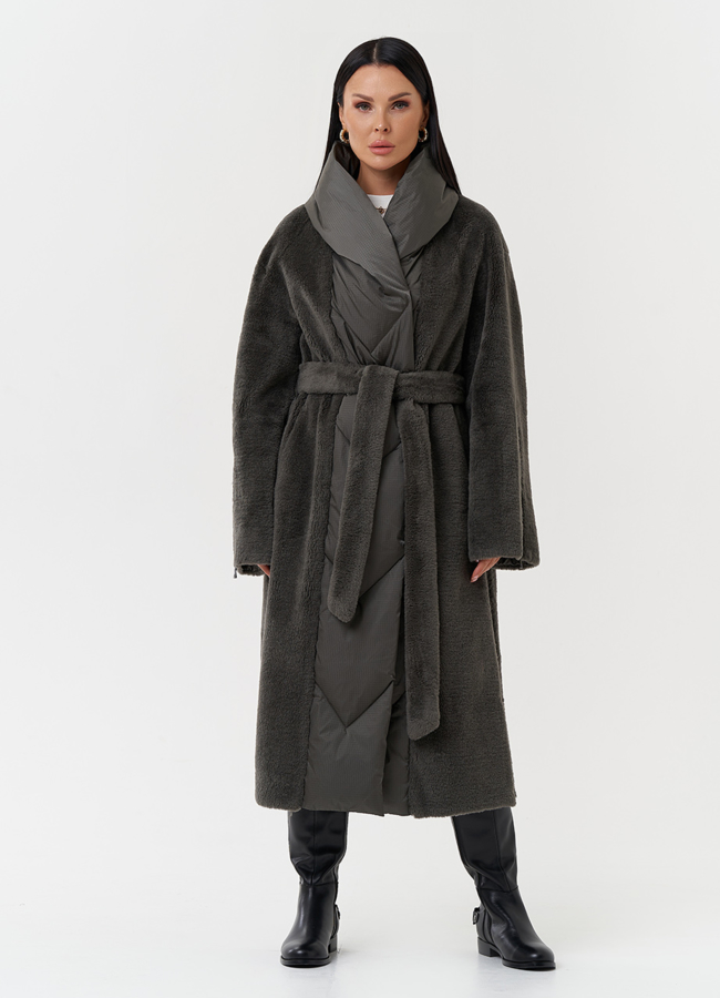 Комбинированное пальто на утеплении модель № 28539 в кредит