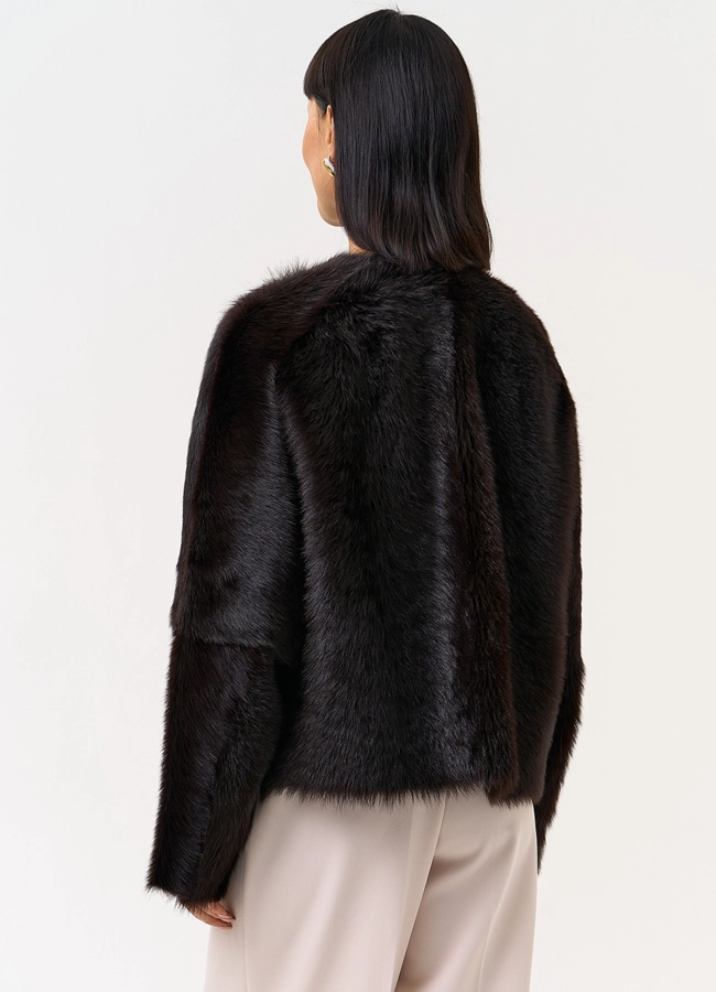 Женская натуральная дубленка в коричневом цвете модель № 31629 универмаг малина