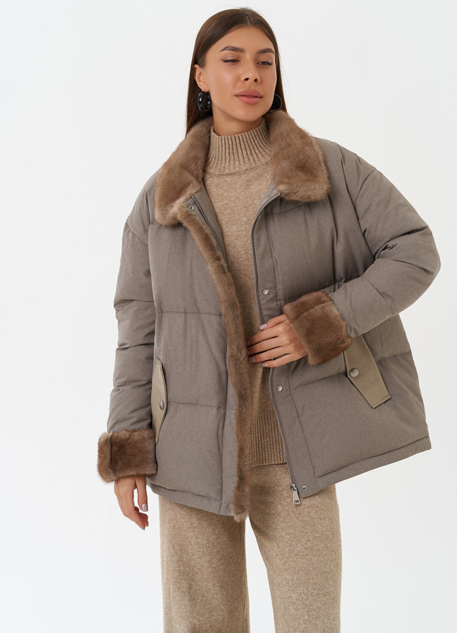 Куртка с отделкой из меха норки модель № 28833 универмаг малина