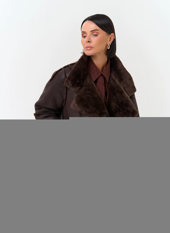 Женская дубленка из эко замши фото