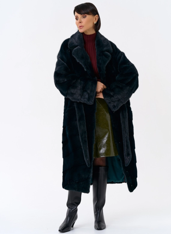 Зеленая шуба из норки