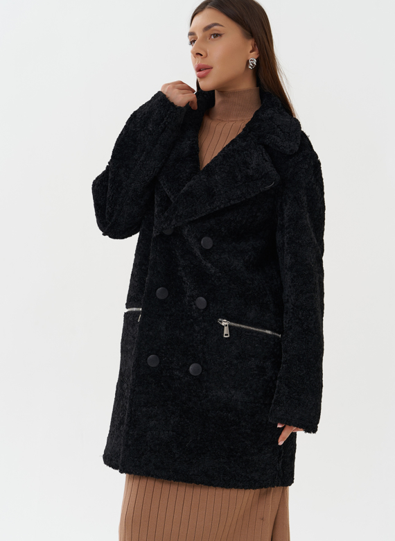 Женская двухсторонняя дубленка из эко кожи