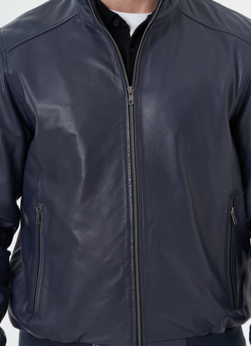 Мужская кожаная куртка "бомбер"